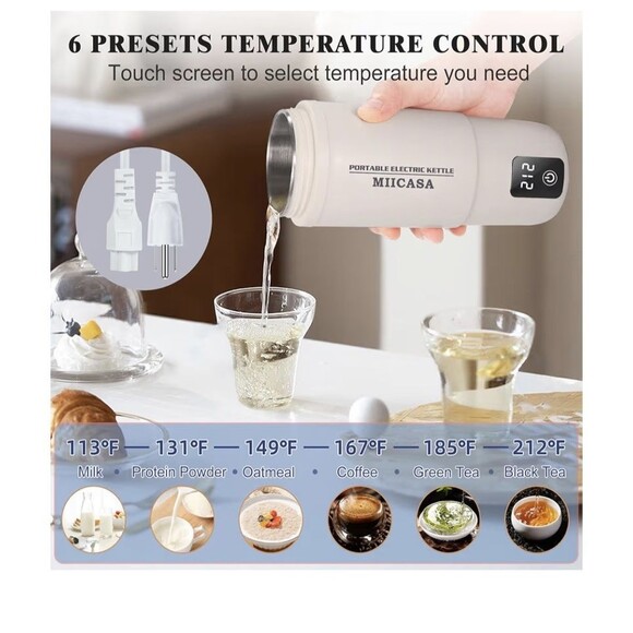 17oz Travel Electric Kettle Portable Water Boiler with 6 Variable Presets NEW! - Picture 3 of 12